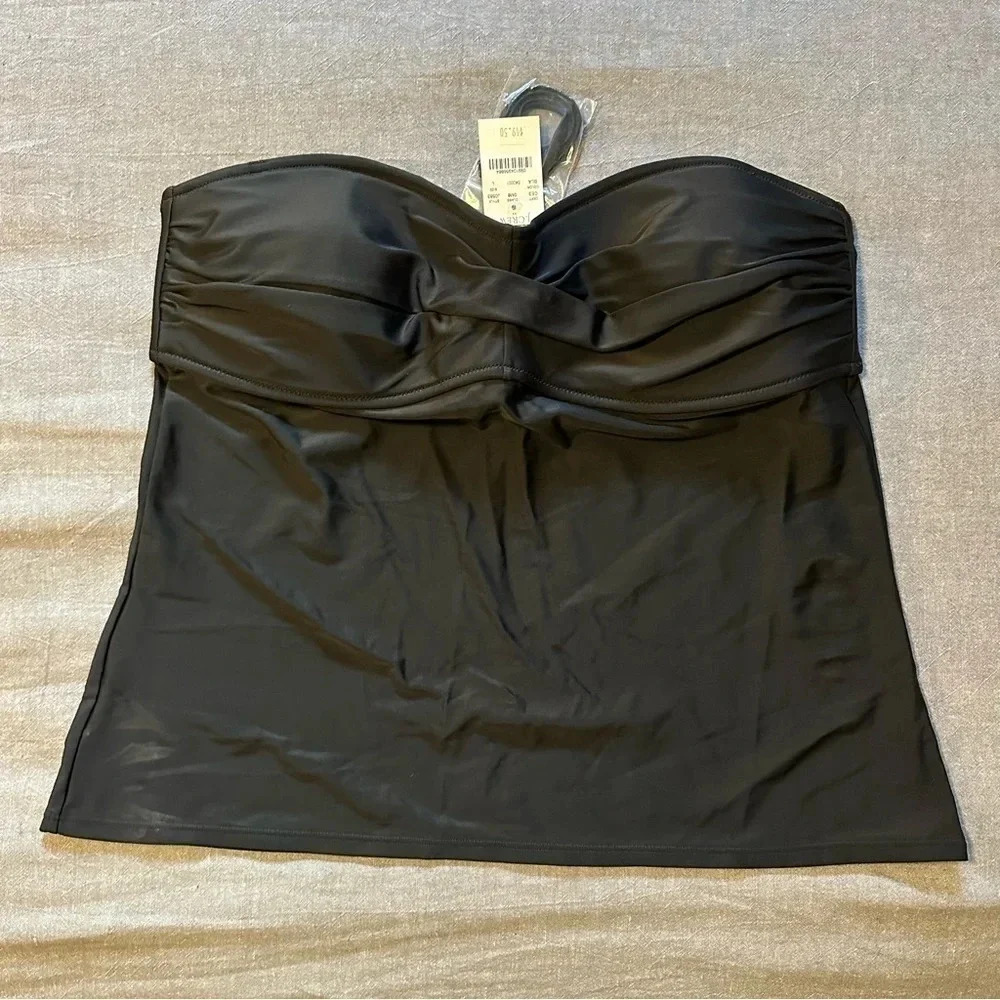 J Crew swimsuit top size L. Strap around neck cup support. Black. New with tags